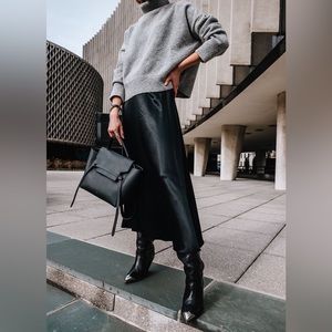 Silk drawstring A line skirt